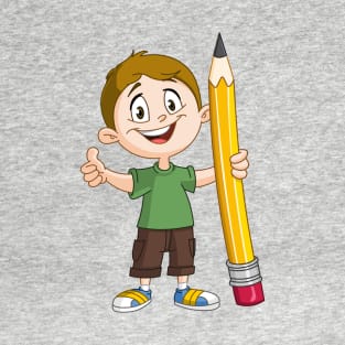 Boy Holding Big Pencil T-Shirt